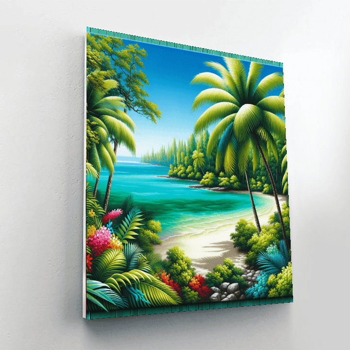 Tranquil Tropical Lagoon Number Painting