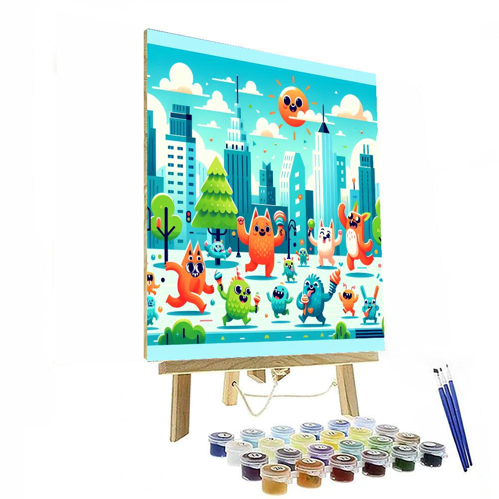 Friendly Monsters In The City Paint By Numbers Kits