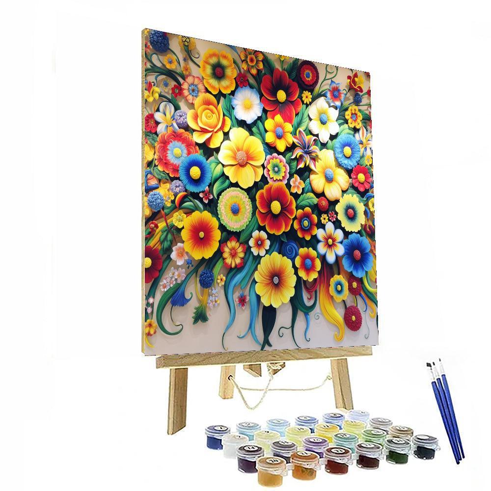 Cheerful Floral Fantasy Painting By Numbers Kit