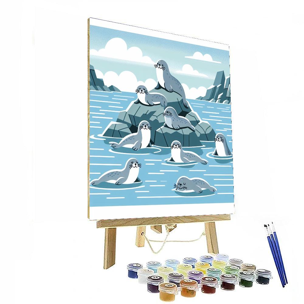 Serene Seals Paint By Numbers Art