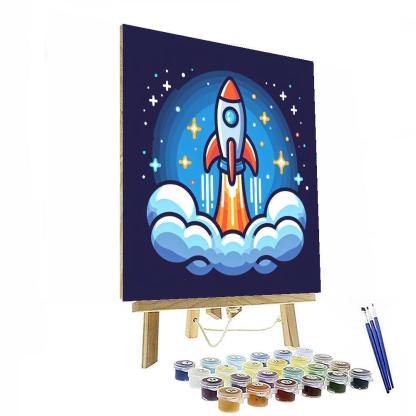 Rocket Ship Blast Off DIY Paint By Numbers