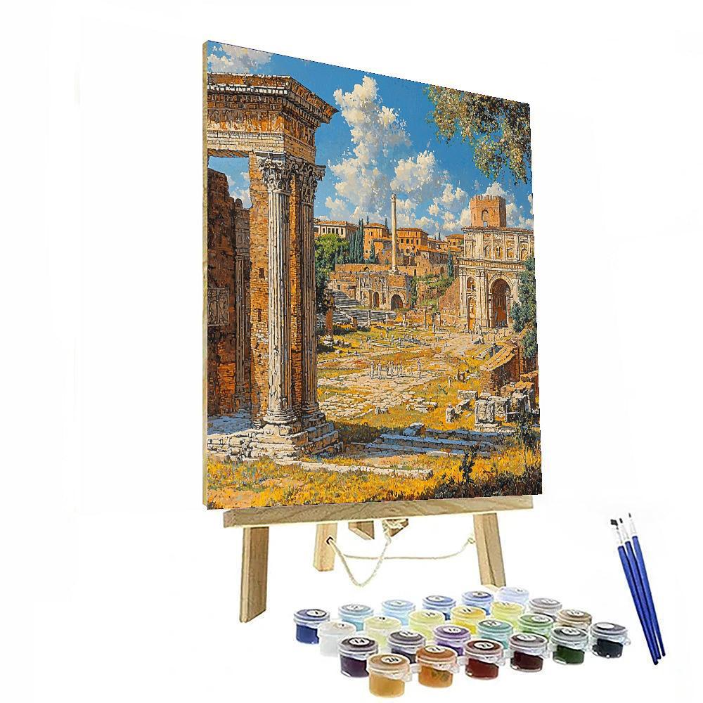 Panini Inspired Time Traveler's City  Number Painting