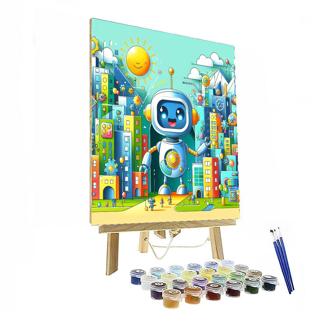 Cute Robot Adventure DIY Paint By Numbers