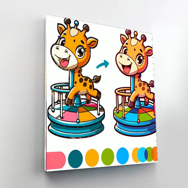 Joyful Giraffe Carousel Numbered Painting Kits