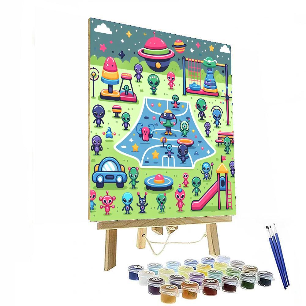 Funny Alien Playground Painting Number Kit
