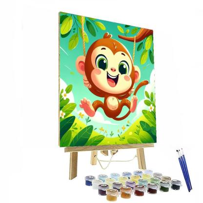 Friendly Jungle Monkey Number Painting