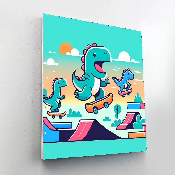 Dino Skateboard Park Paint By Numbers Art