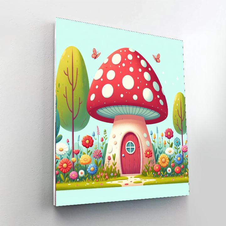 Charming Toadstool House Painting By Numbers Kit