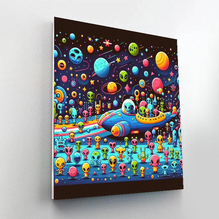Space Adventure With Aliens Painting By Numbers Kit