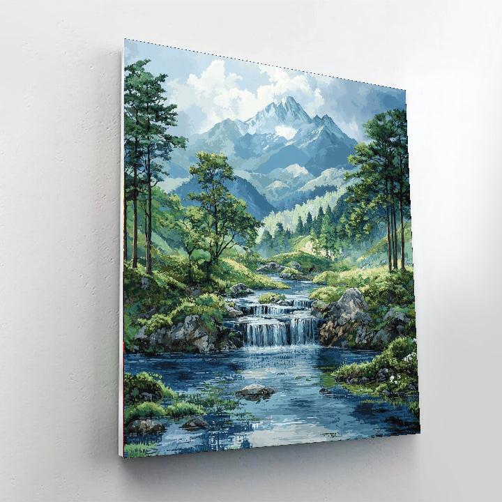 Utagawa Hiroshige Inspired Tranquil Mountain Streams  Number Painting