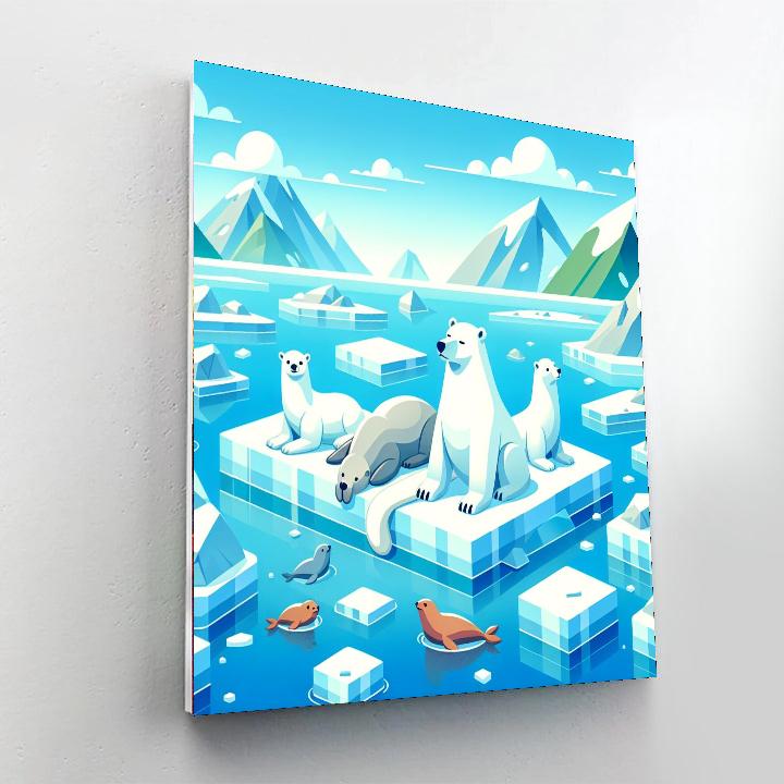 Arctic Wildlife Wonderland Number Painting