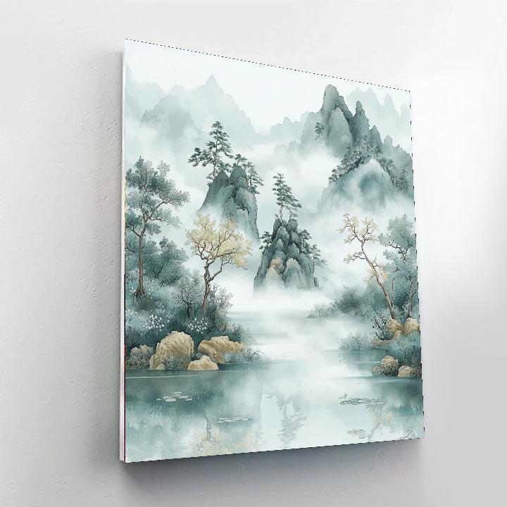 Zhao Mengfu Inspired Journey Through Misty Woods  Paint By Number