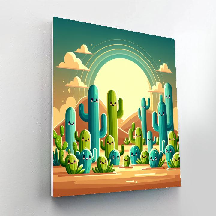 Charming Cactus Land Painting Number Kit