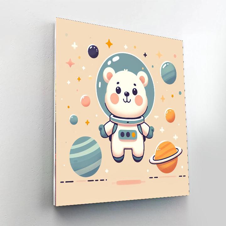 Explorative Astronaut Bear Paint By Numbers Art