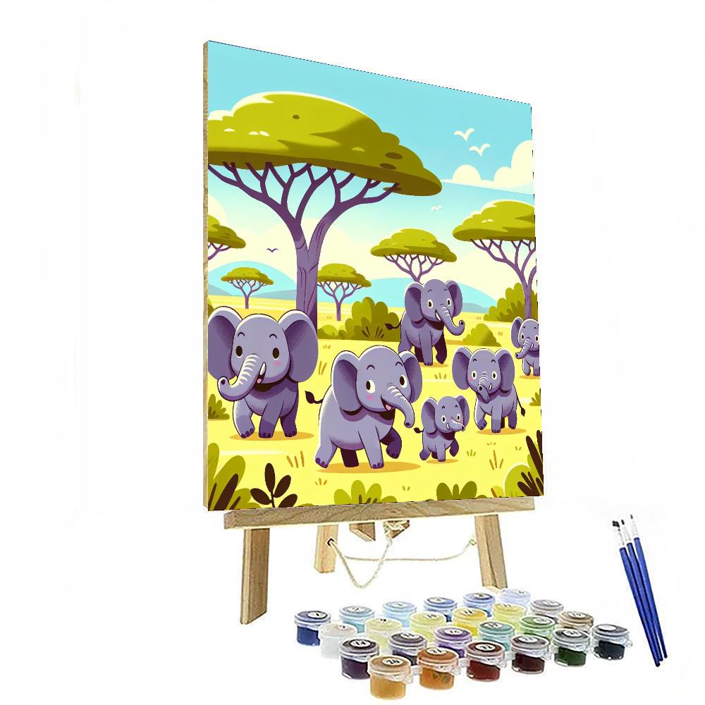 Energetic Elephant Expedition Numbered Painting Kits