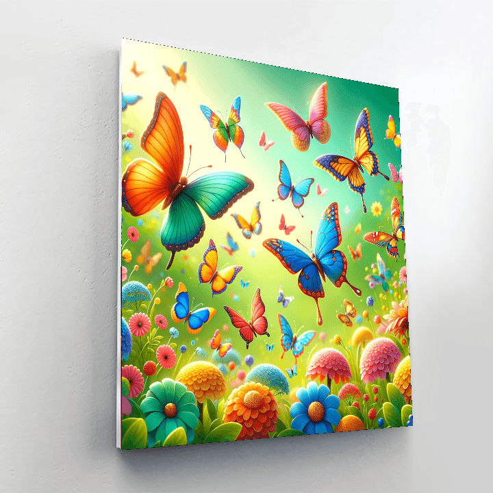 Whimsical Butterfly Gathering Number Painting