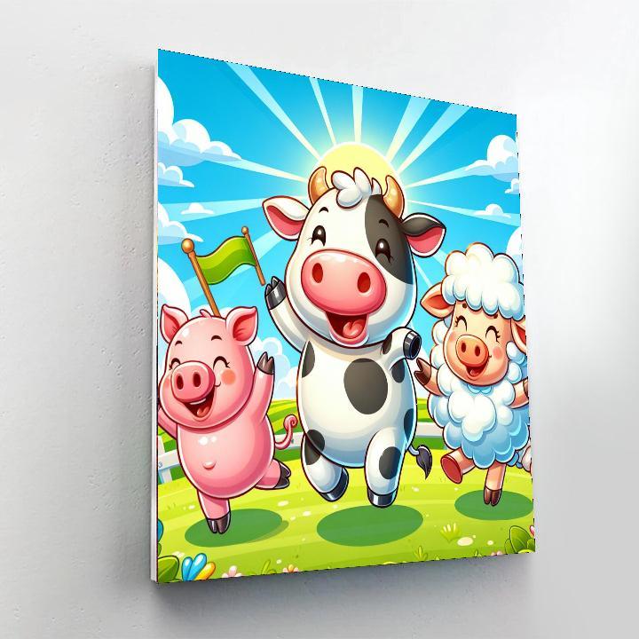 Cute Farm Animal Parade Paint By Color