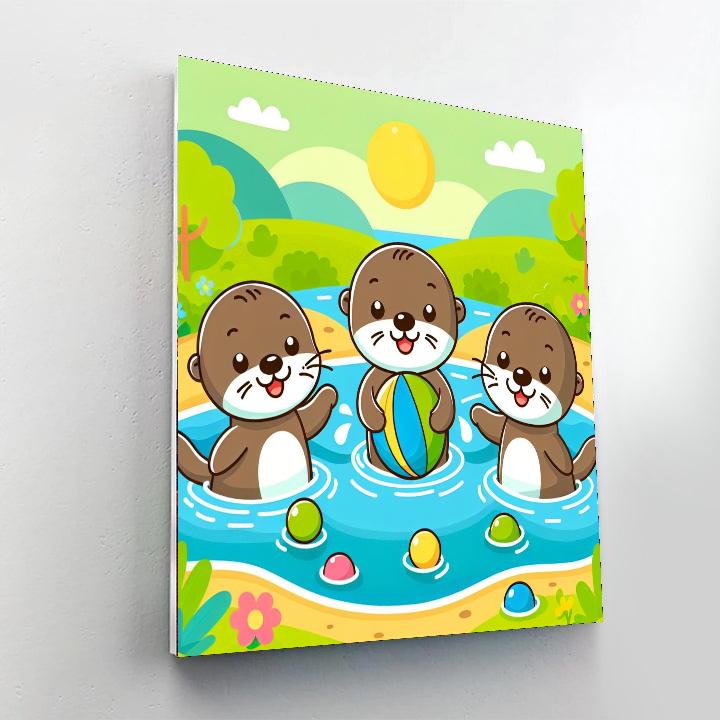 Playful Otters Paint By Numbers Art