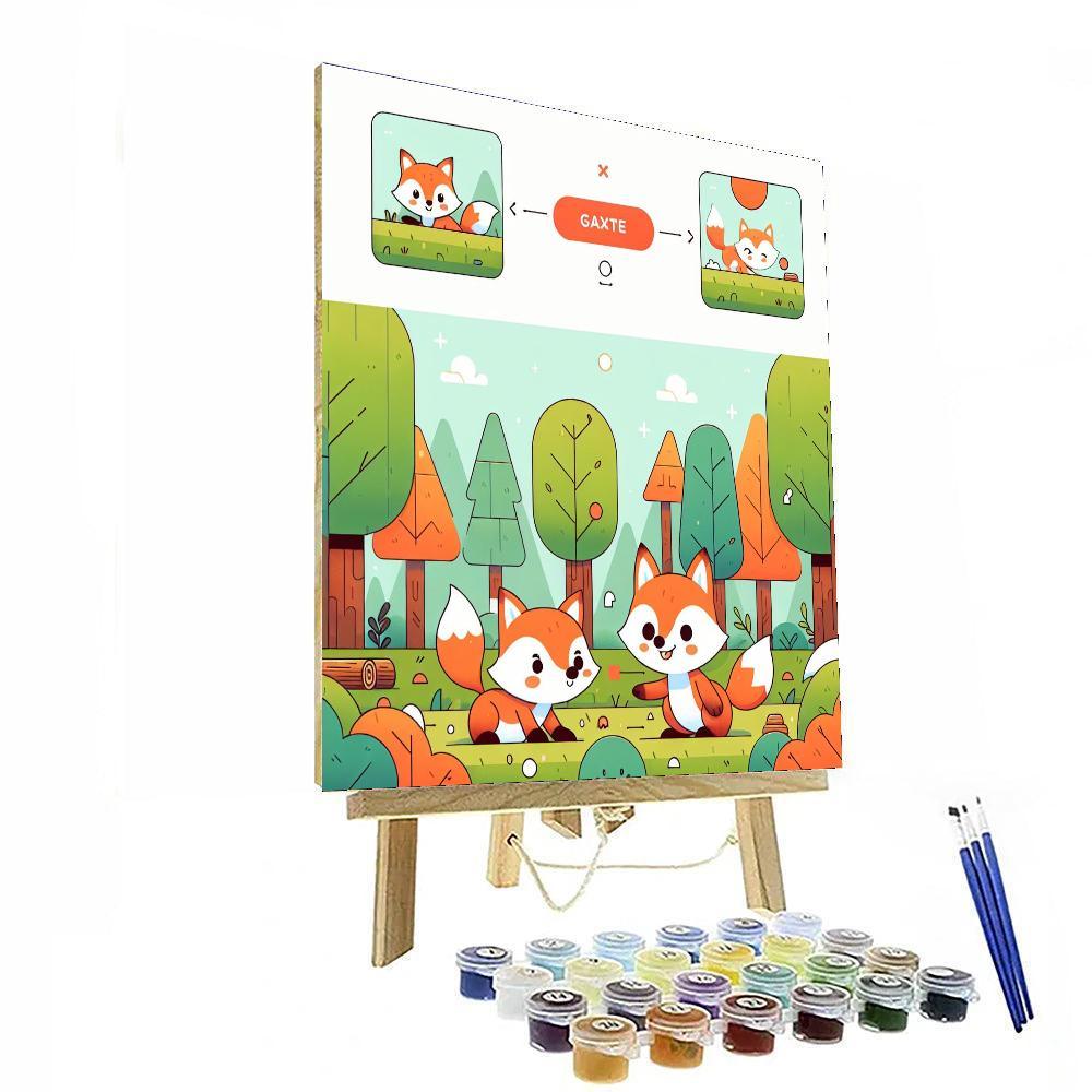 Frolicking Fox Friends Paint By Color