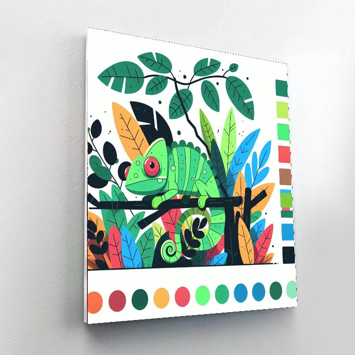 Cheery Chameleon Challenge Paint By Numbers Art
