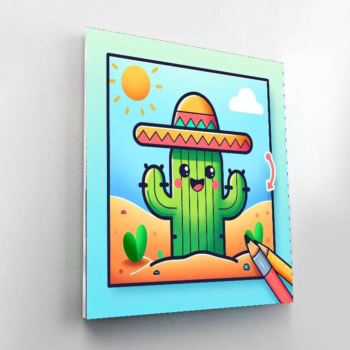 Colorful Cactus Paint By Numbers Art