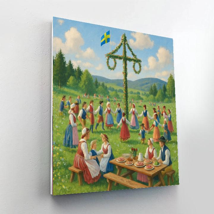 Midsummer Celebrations - Dalarna Paint By Numbers Art