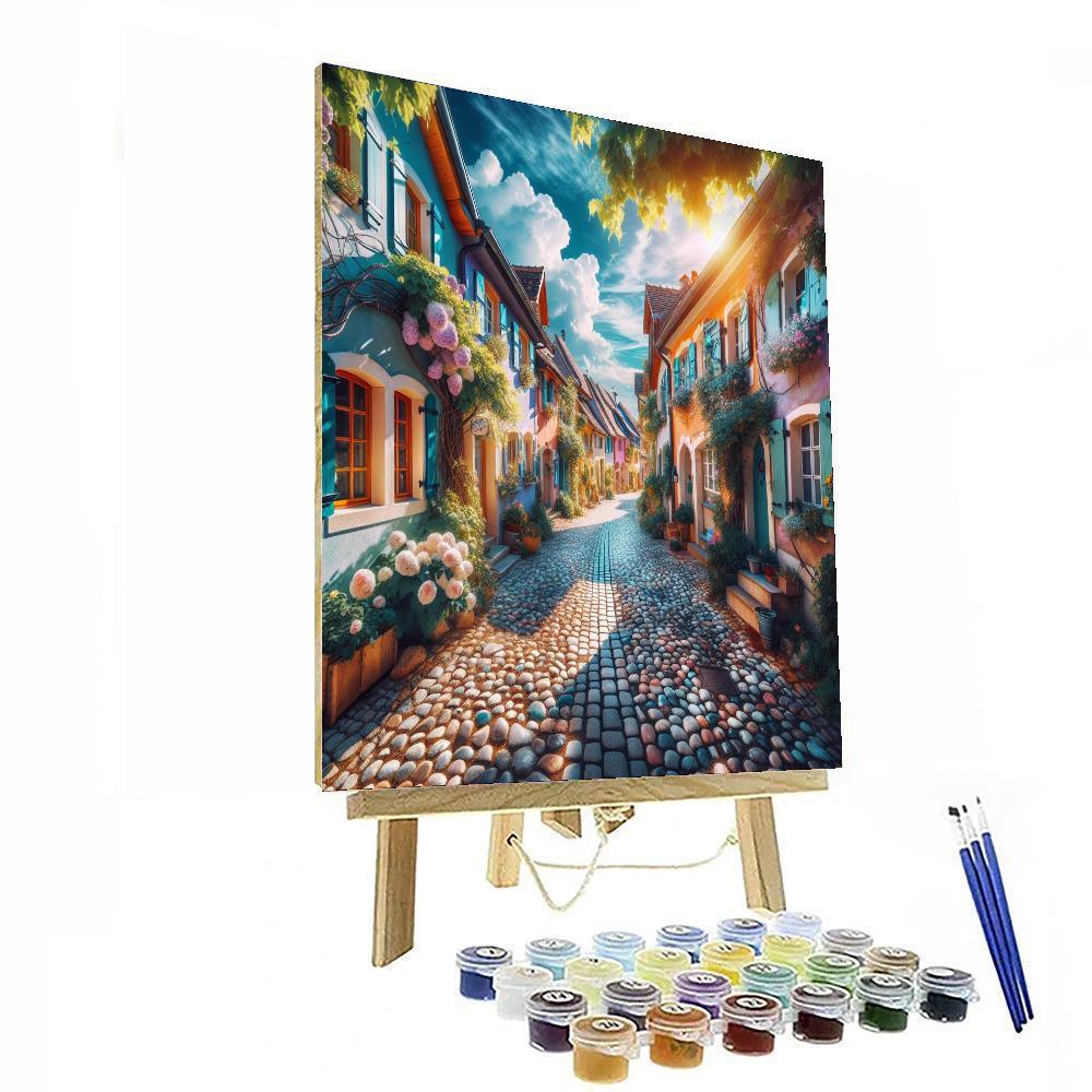 Sunlit Village Street Paint By Numbers
