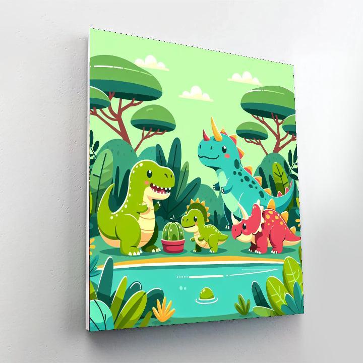 Dinosaur Jungle Hideout Painting By Numbers Kit