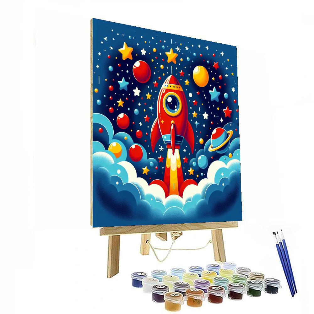 Colorful Space Rocket Numbered Painting Kits