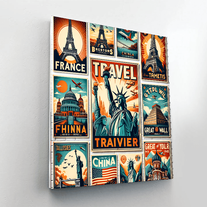 Vintage Travel Posters Collection - DIY Painting By Numbers Kit