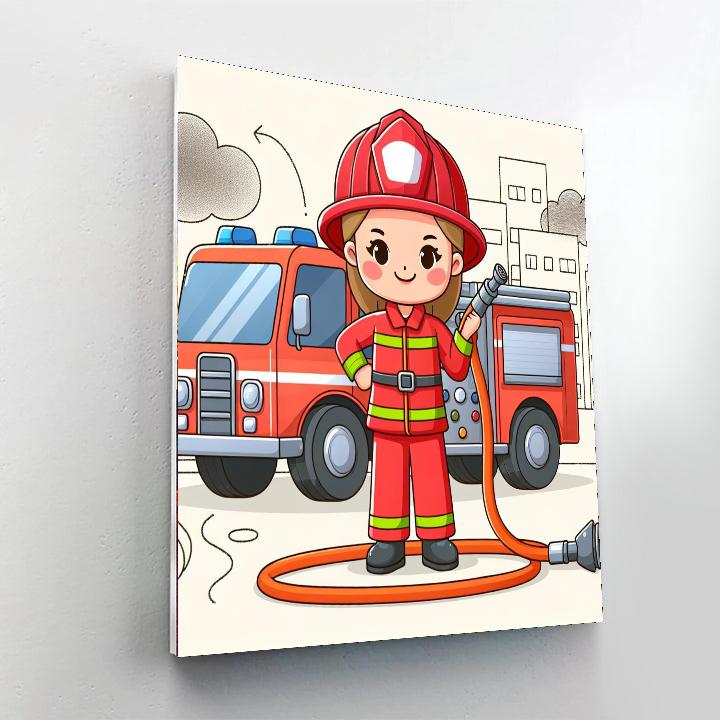 Brave Firefighter Rescue Paint By Numbers