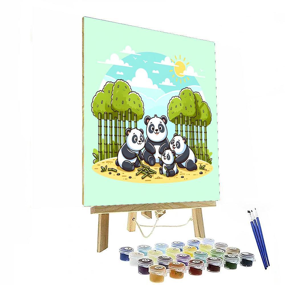Friendly Panda Family Paint By Numbers Art