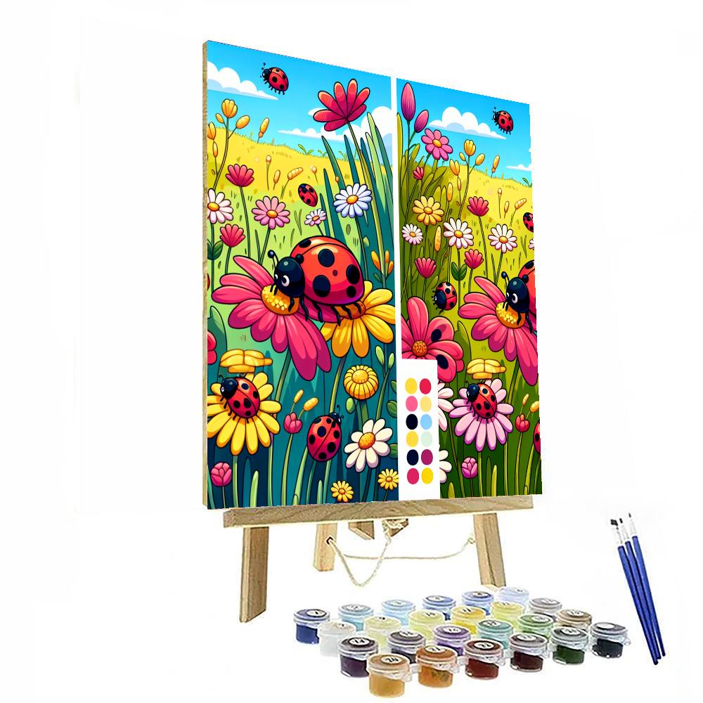 Lovely Ladybug Meadow Painting Number Kit