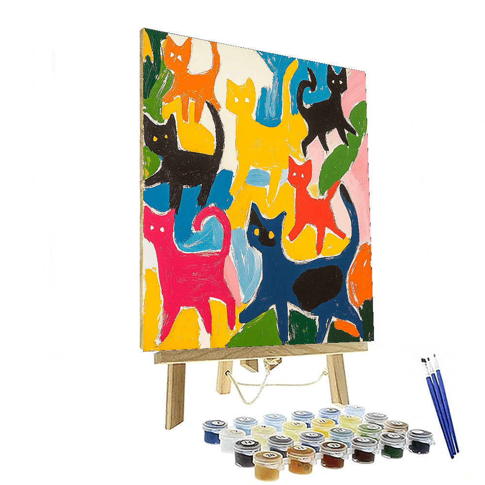 Henri Matisse Inspired Funky Feline Friends  Paint By Numbers Art