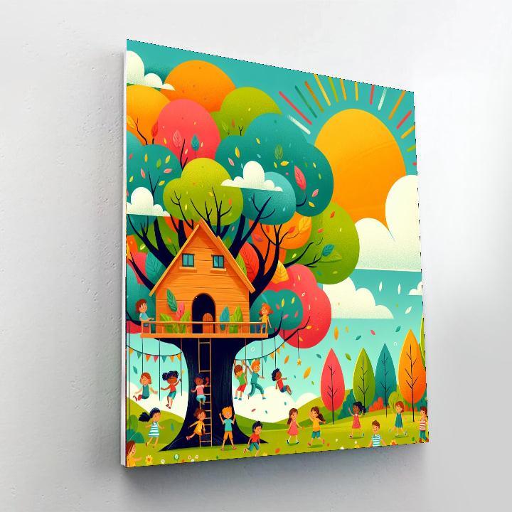 Lively Treehouse Adventure Paint By Numbers Art