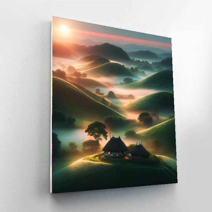 Serene Countryside Morning Number Painting