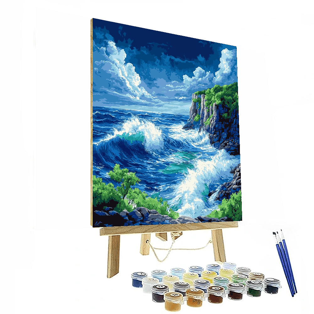 Hokusai Inspired Dance Of The Waves  Painting By Numbers Kit