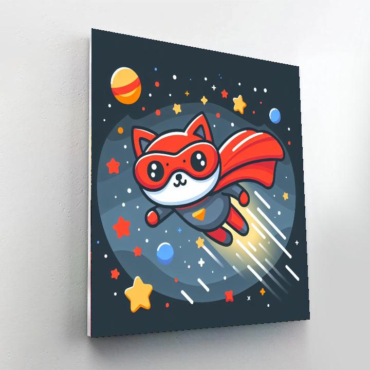 Superhero Space Cat Paint By Numbers Art