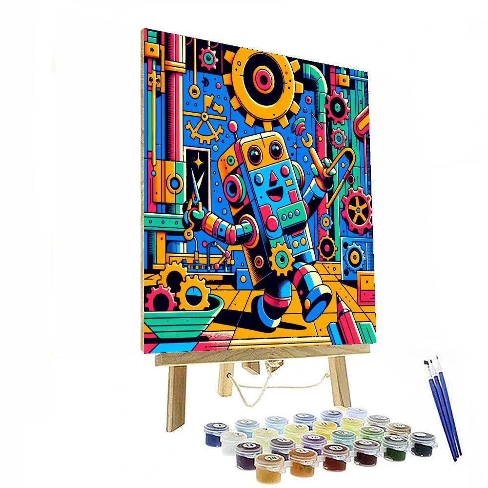 Cute Robot Factory Numbered Painting Kits