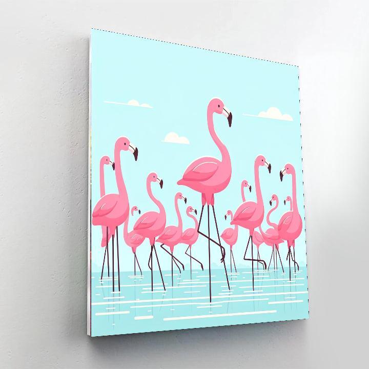 Fluffy Flamingo Frolic Number Painting