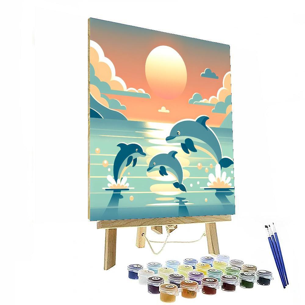 Sunset Serenade With Dolphins Paint By Numbers