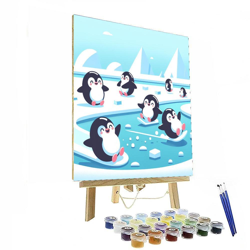 Playful Penguin Expedition Paint By Number