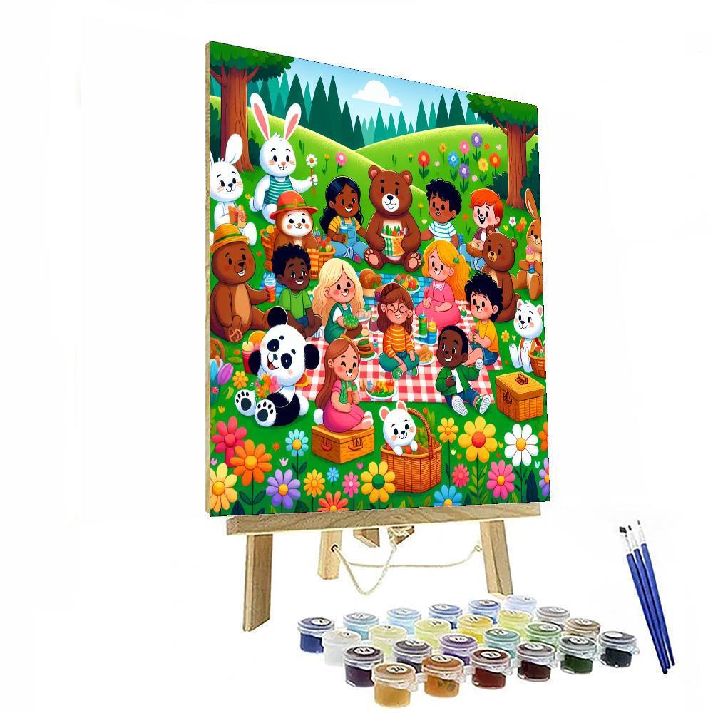 Cuddly Forest Friends Picnic Painting By Numbers Kit
