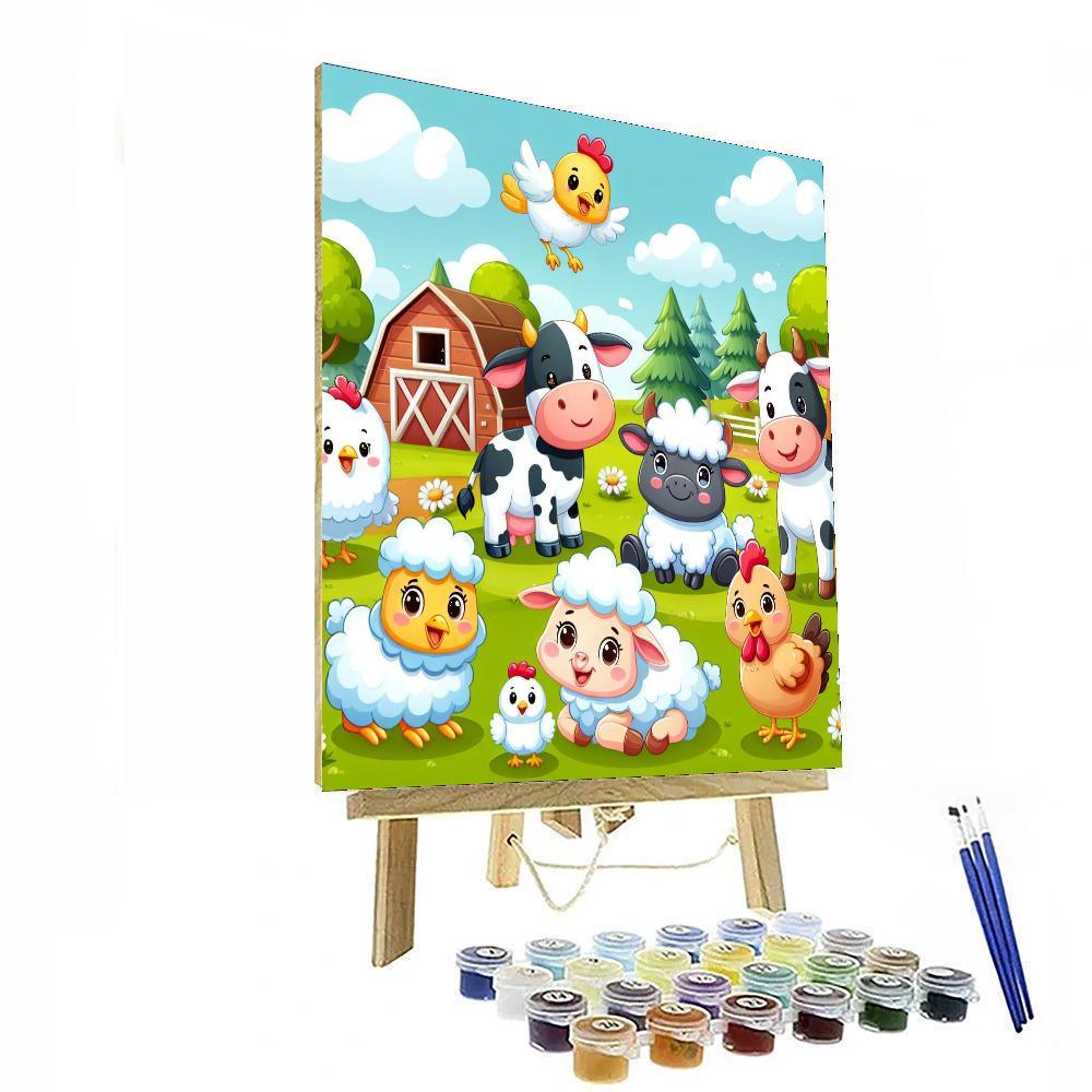 Animal Friends On A Farm Paint By Numbers