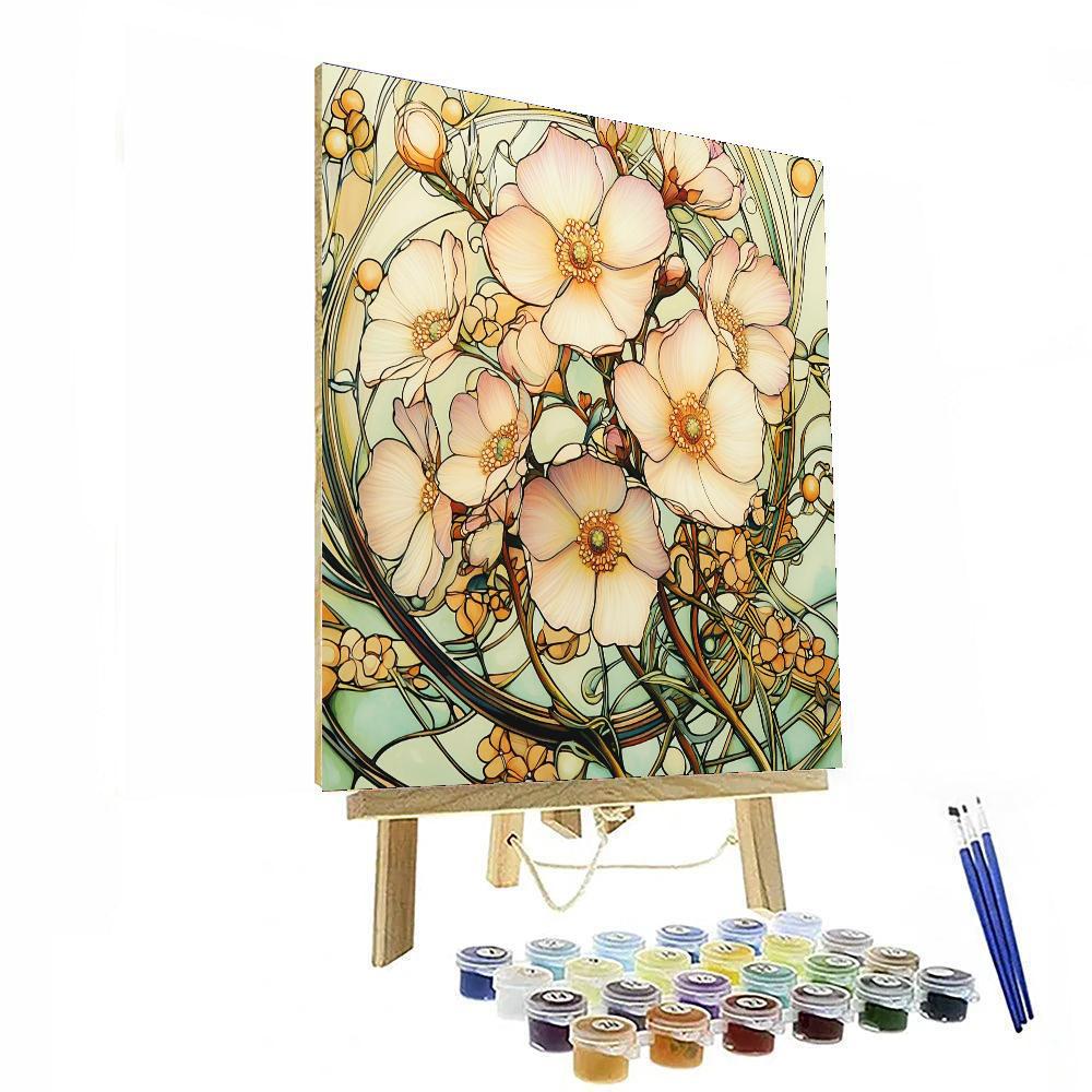 Alphonse Mucha Inspired Echoes Of Eternal Blossoms  Paint By Numbers Kits