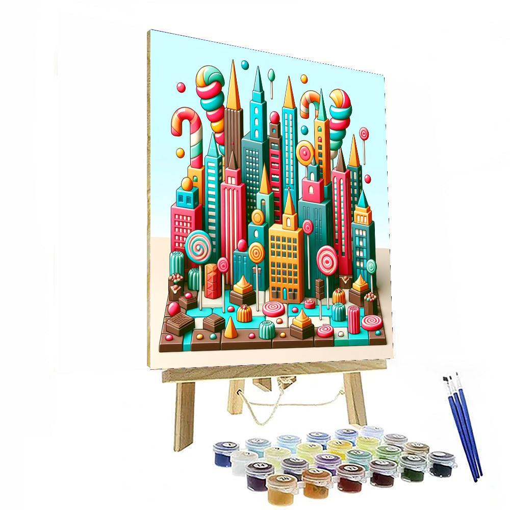 City Of Candy Canes Paint By Numbers Art