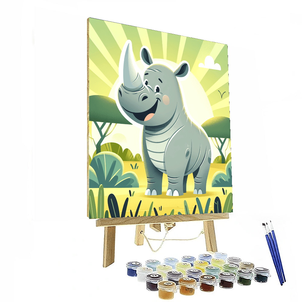 Curious Rhino Painting Number Kit
