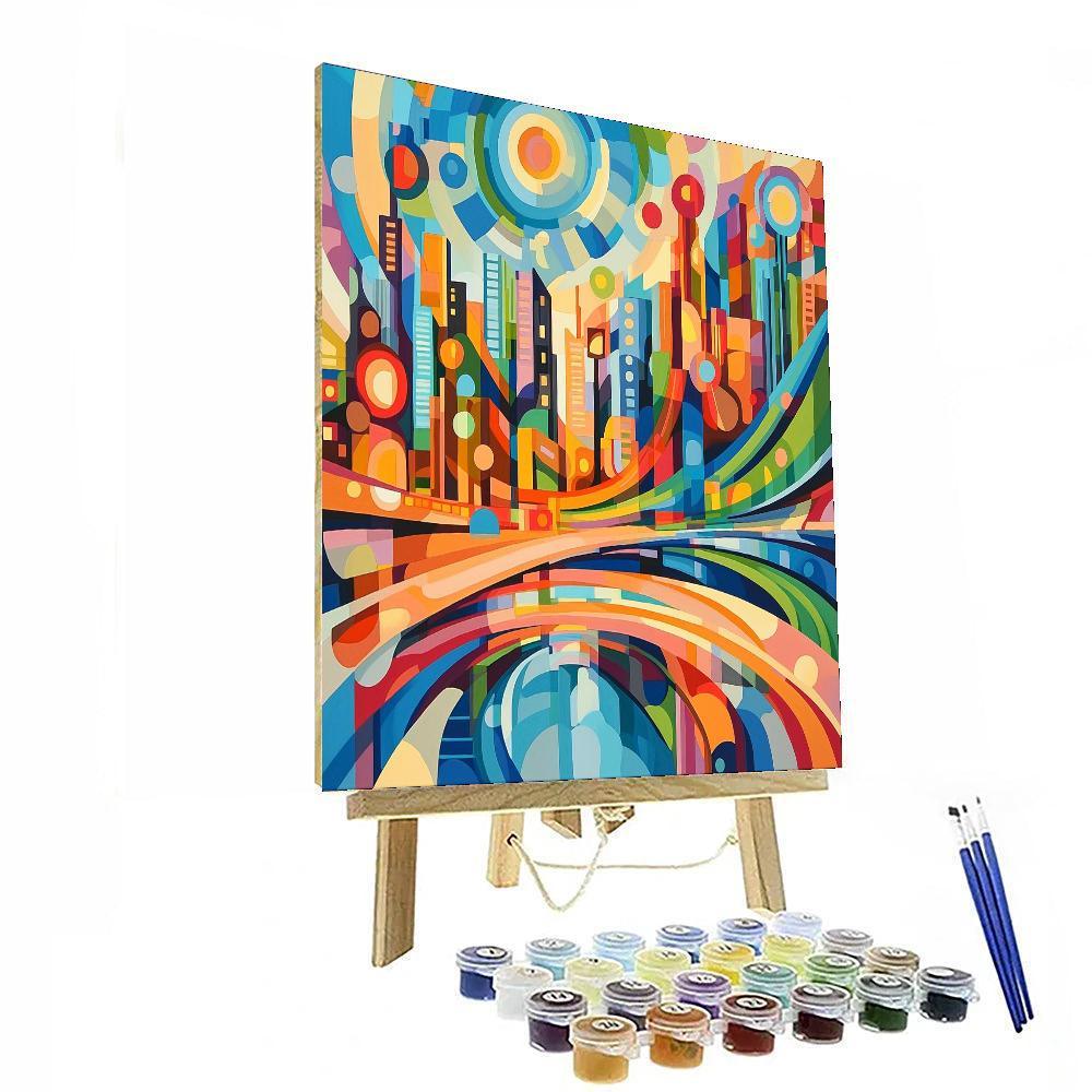 Umberto Boccioni Inspired Metropolis In Motion  Paint By Numbers