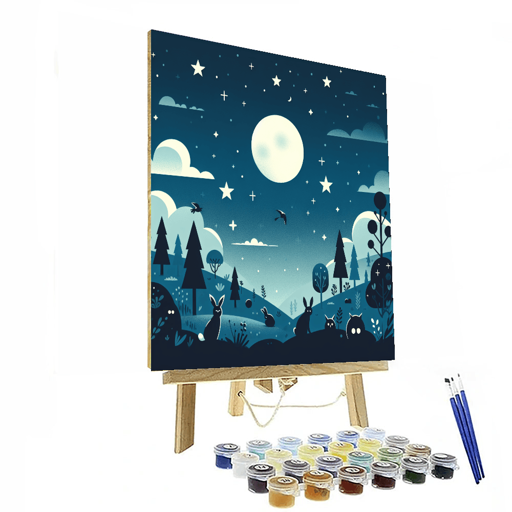 Enchanted Moonlit Night Number Painting