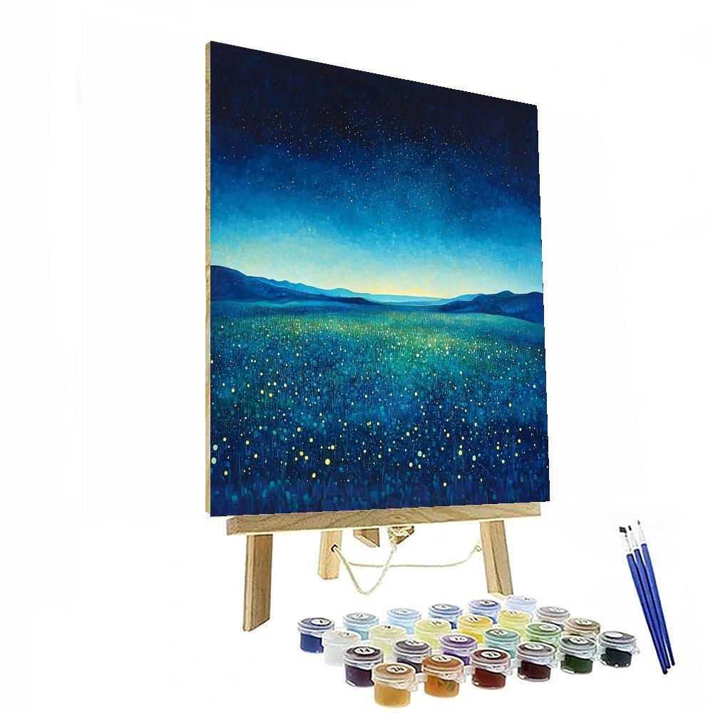 Georges Seurat Inspired Starlit Meadow Dreamscape  Number Painting